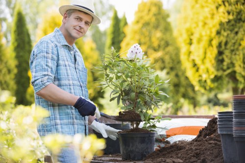 Safety assessment of a garden site with tools laid out